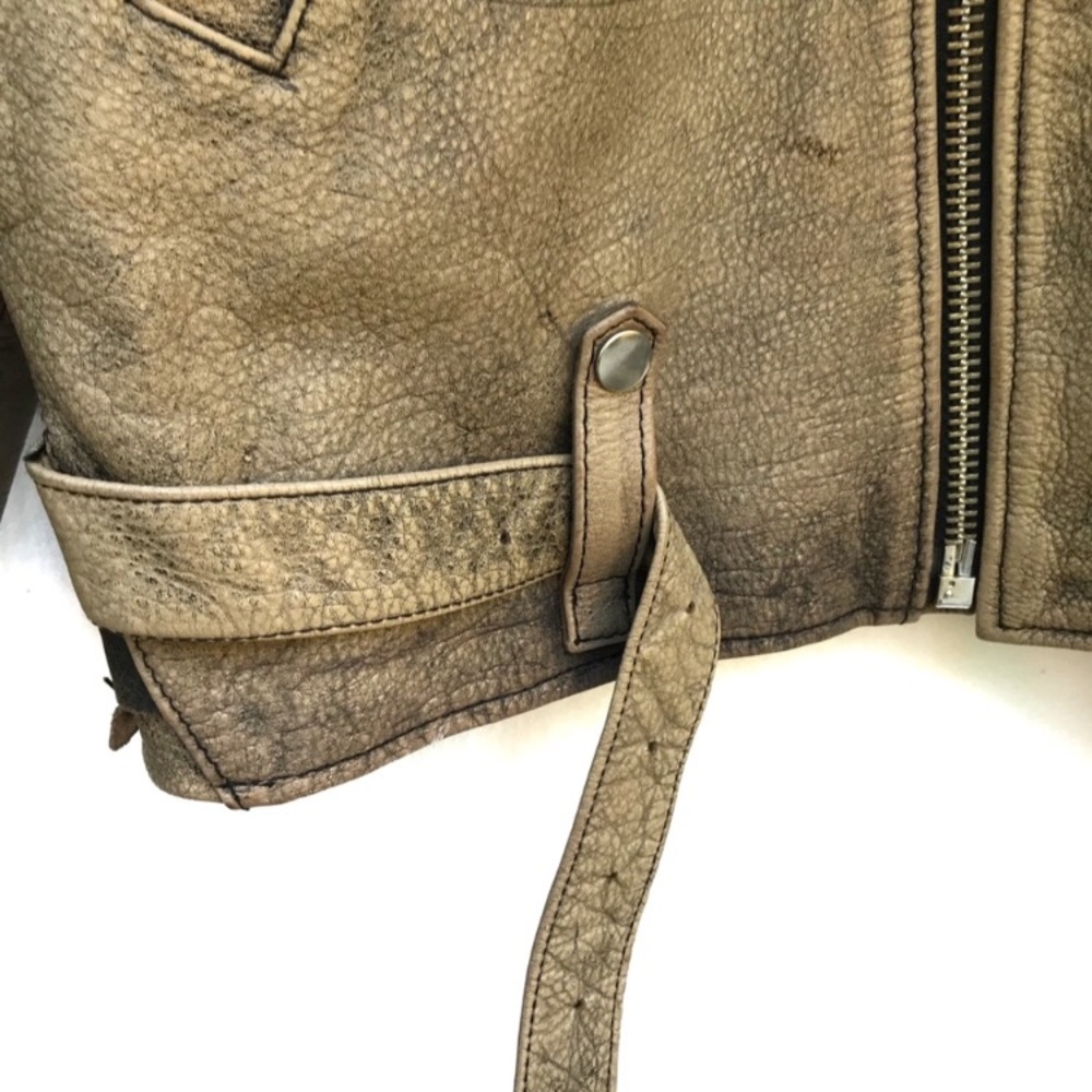 Vintage Distressed Leather Motorcycle Moto Jacket - Picture 4 of 7